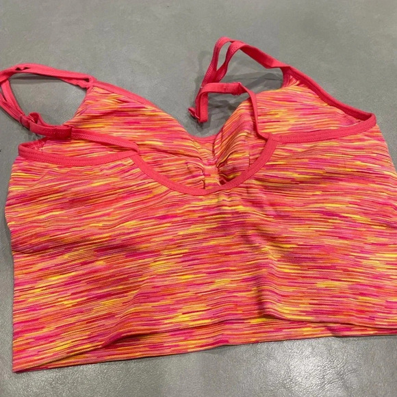 Jog Bra or Crop Orange Yellow Pink Stripes XS - Picture 2 of 3